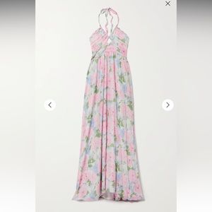 Beautiful Loveshack Fancy Donovan floral crepe halterneck maxi dress.